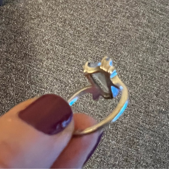 Unique Art Deco Aquamarine Blue Ring - US size 5/White Gold - Picture 4 of 4